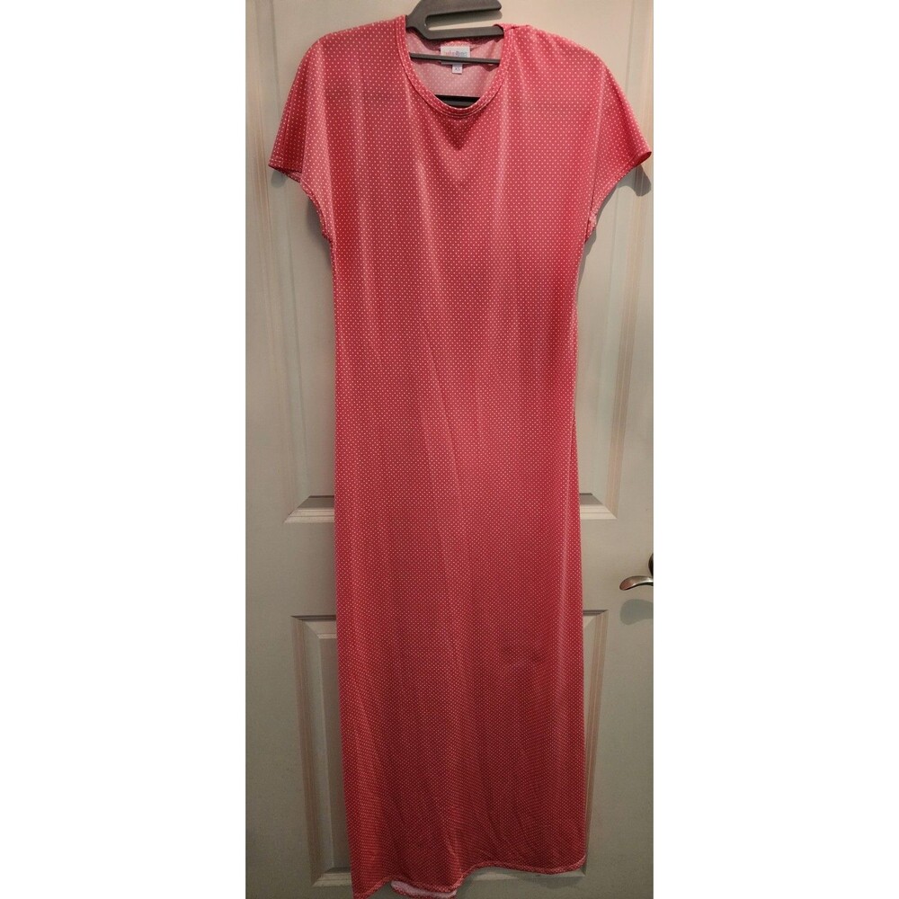 Lularoe Maria XS Pink Dress White Polka Dot Size